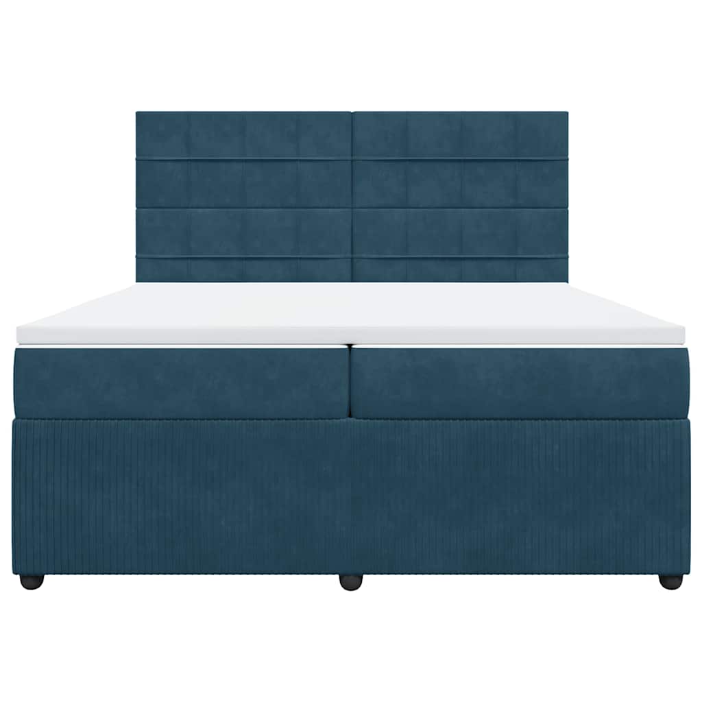vidaXL Κρεβάτι Boxspring με Στρώμα Σκούρο Μπλε 200x200 εκ. Βελούδινο