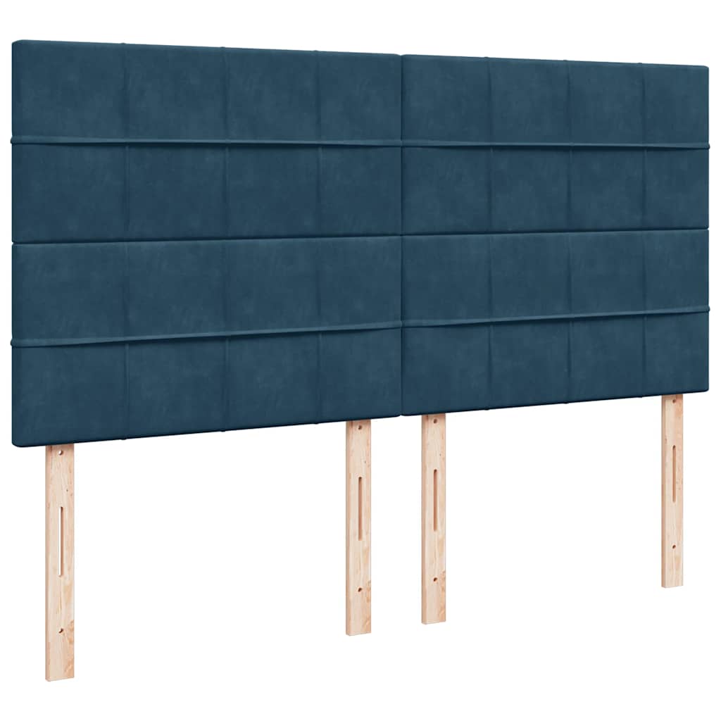 vidaXL Κρεβάτι Boxspring με Στρώμα Σκούρο Μπλε 200x200 εκ. Βελούδινο