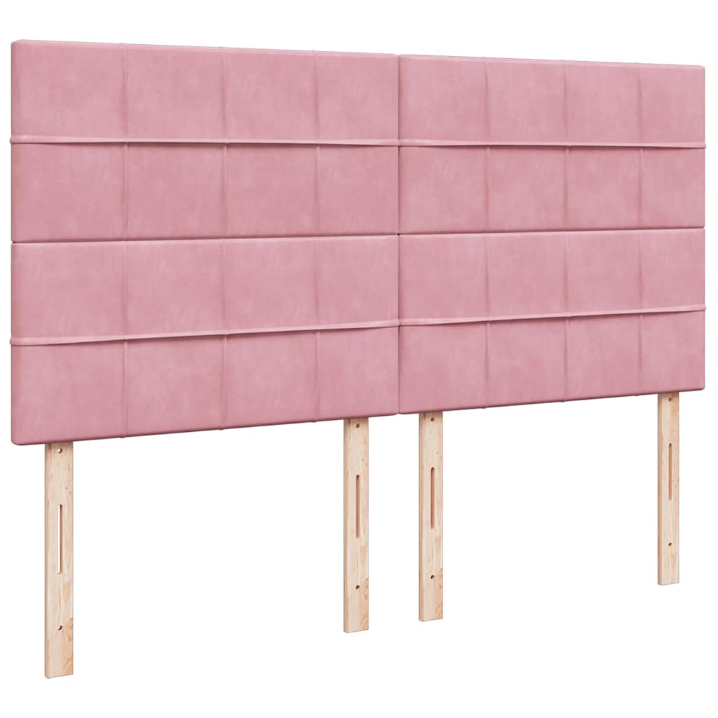vidaXL Κρεβάτι Boxspring με Στρώμα Ροζ 200x200 εκ. Βελούδινο