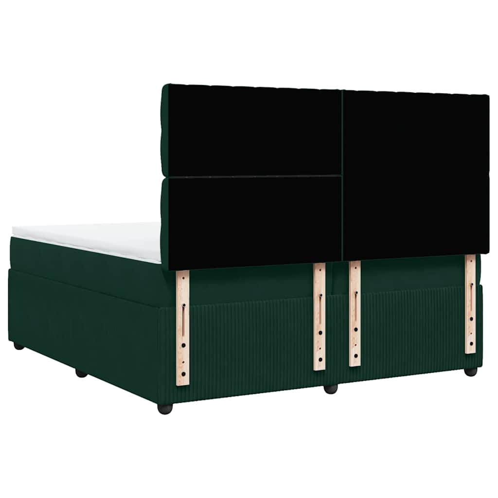 vidaXL Κρεβάτι Boxspring με Στρώμα Σκούρο Πράσινο 200x200εκ. Βελούδινο