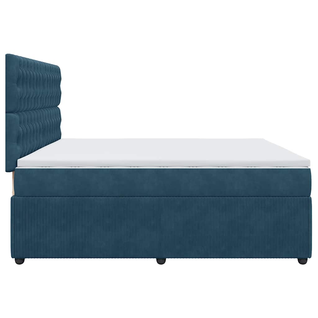 vidaXL Κρεβάτι Boxspring με Στρώμα Σκούρο Μπλε 200x200 εκ. Βελούδινο