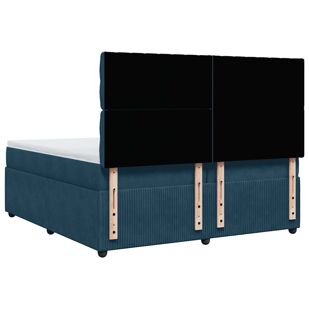 vidaXL Κρεβάτι Boxspring με Στρώμα Σκούρο Μπλε 200x200 εκ. Βελούδινο