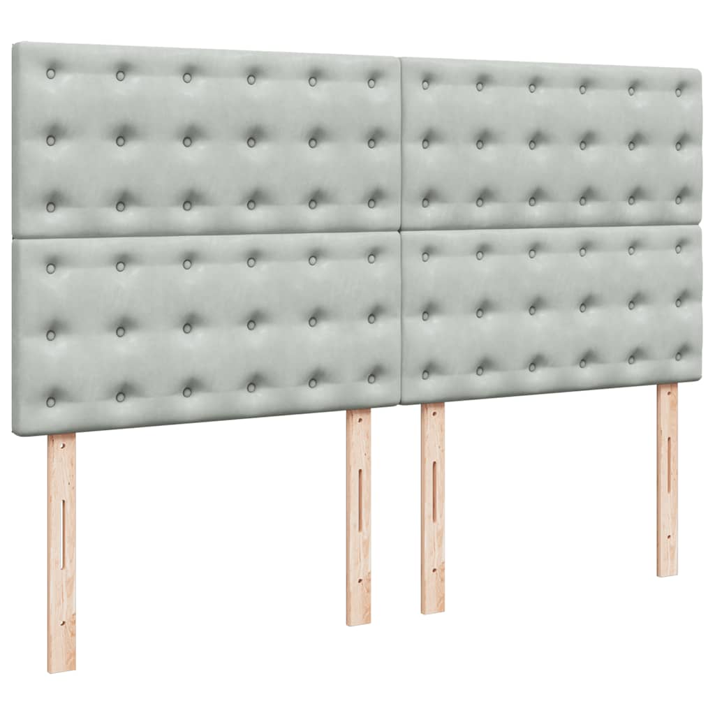 vidaXL Κρεβάτι Boxspring με Στρώμα Ανοιχτό Γκρι 200x200 εκ. Βελούδινο