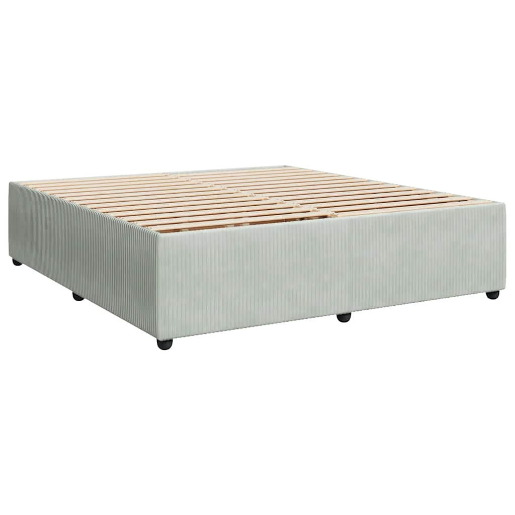 vidaXL Κρεβάτι Boxspring με Στρώμα Ανοιχτό Γκρι 200x200 εκ. Βελούδινο