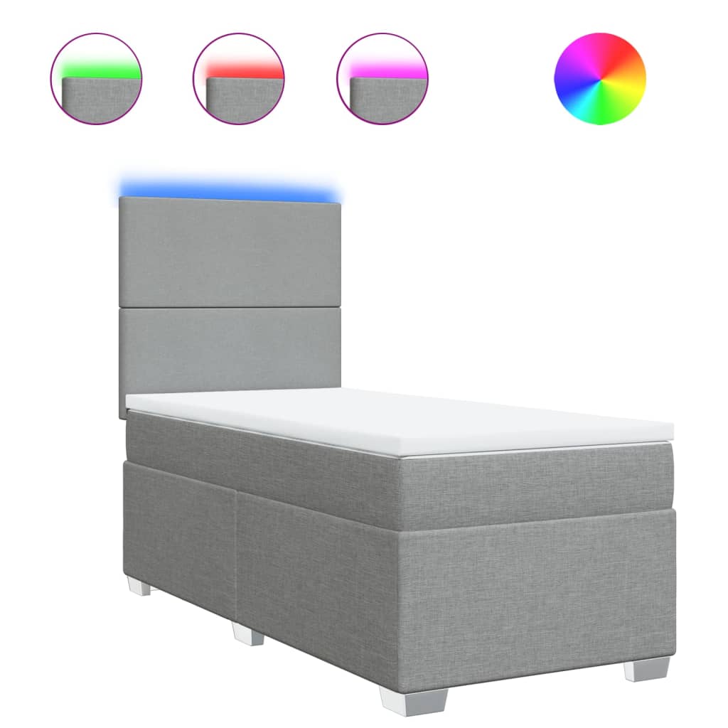 vidaXL Κρεβάτι Boxspring με Στρώμα Ανοιχτό Γκρι 80x200 εκ. Υφασμάτινο