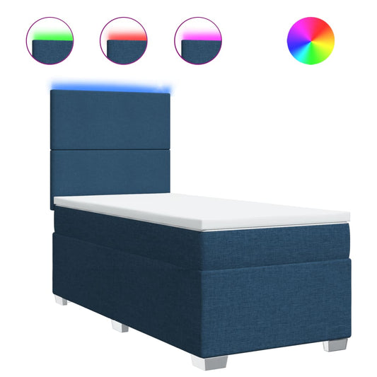 vidaXL Κρεβάτι Boxspring με Στρώμα Μπλε 80x200 εκ. Υφασμάτινο