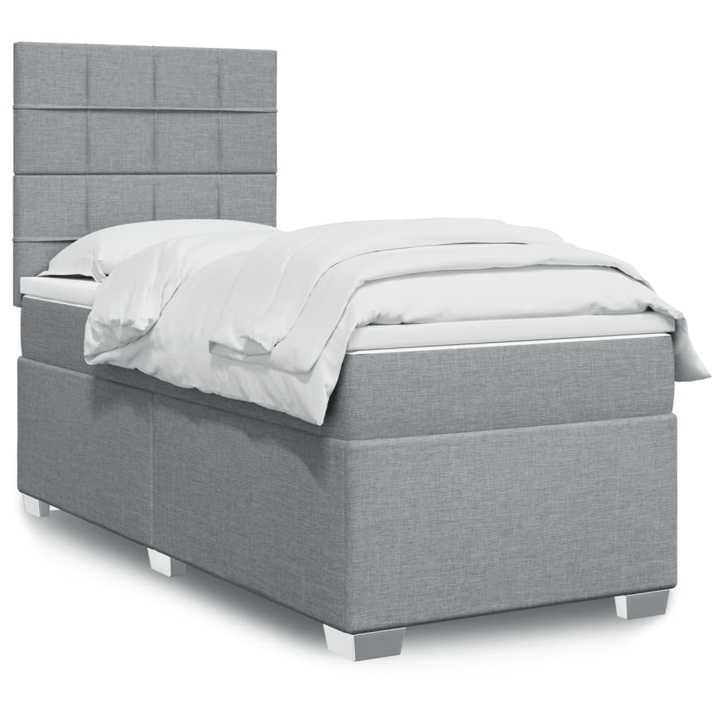 vidaXL Κρεβάτι Boxspring με Στρώμα Ανοιχτό Γκρι 80x200 εκ. Υφασμάτινο