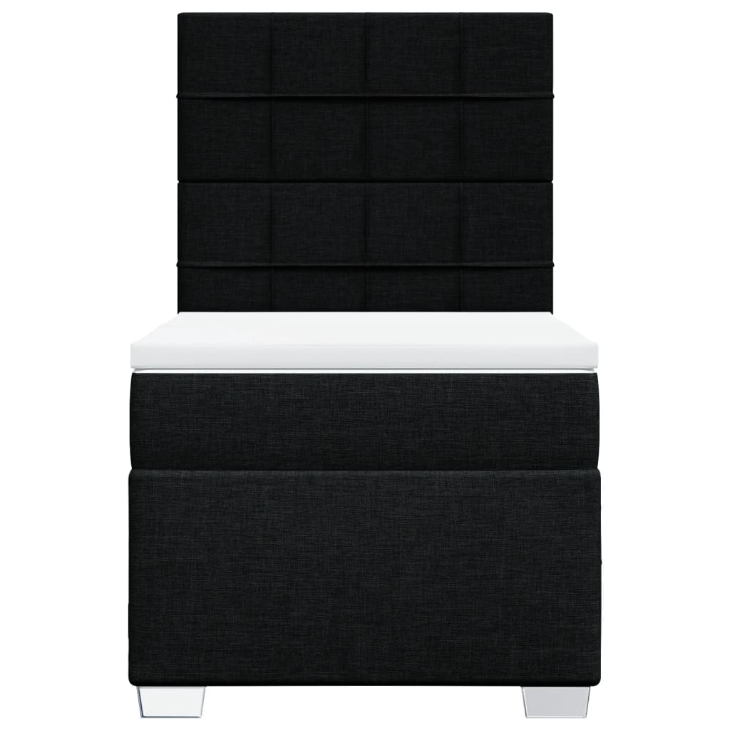 vidaXL Κρεβάτι Boxspring με Στρώμα Μαύρο 80 x 200 εκ. Υφασμάτινο