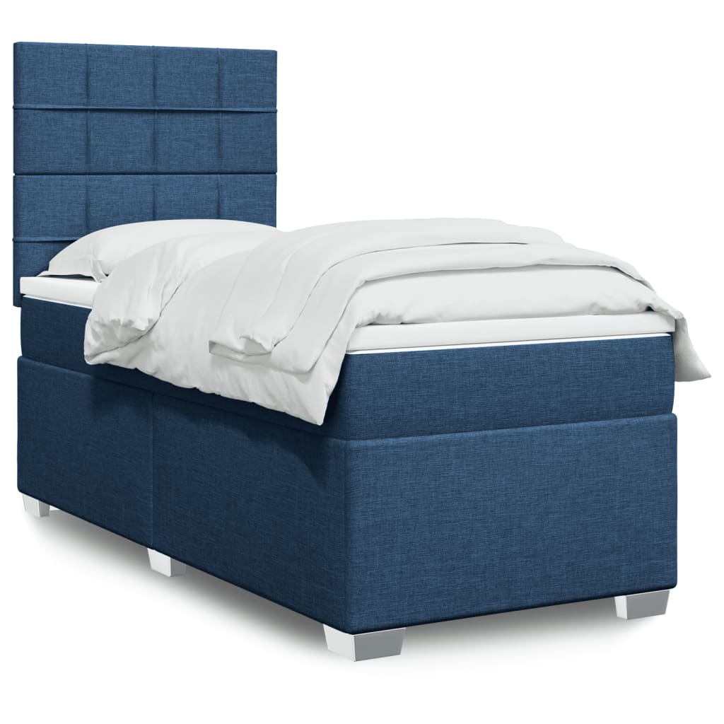 vidaXL Κρεβάτι Boxspring με Στρώμα Μπλε 80x200 εκ. Υφασμάτινο