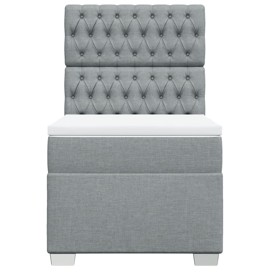 vidaXL Κρεβάτι Boxspring με Στρώμα Ανοιχτό Γκρι 80x200 εκ. Υφασμάτινο