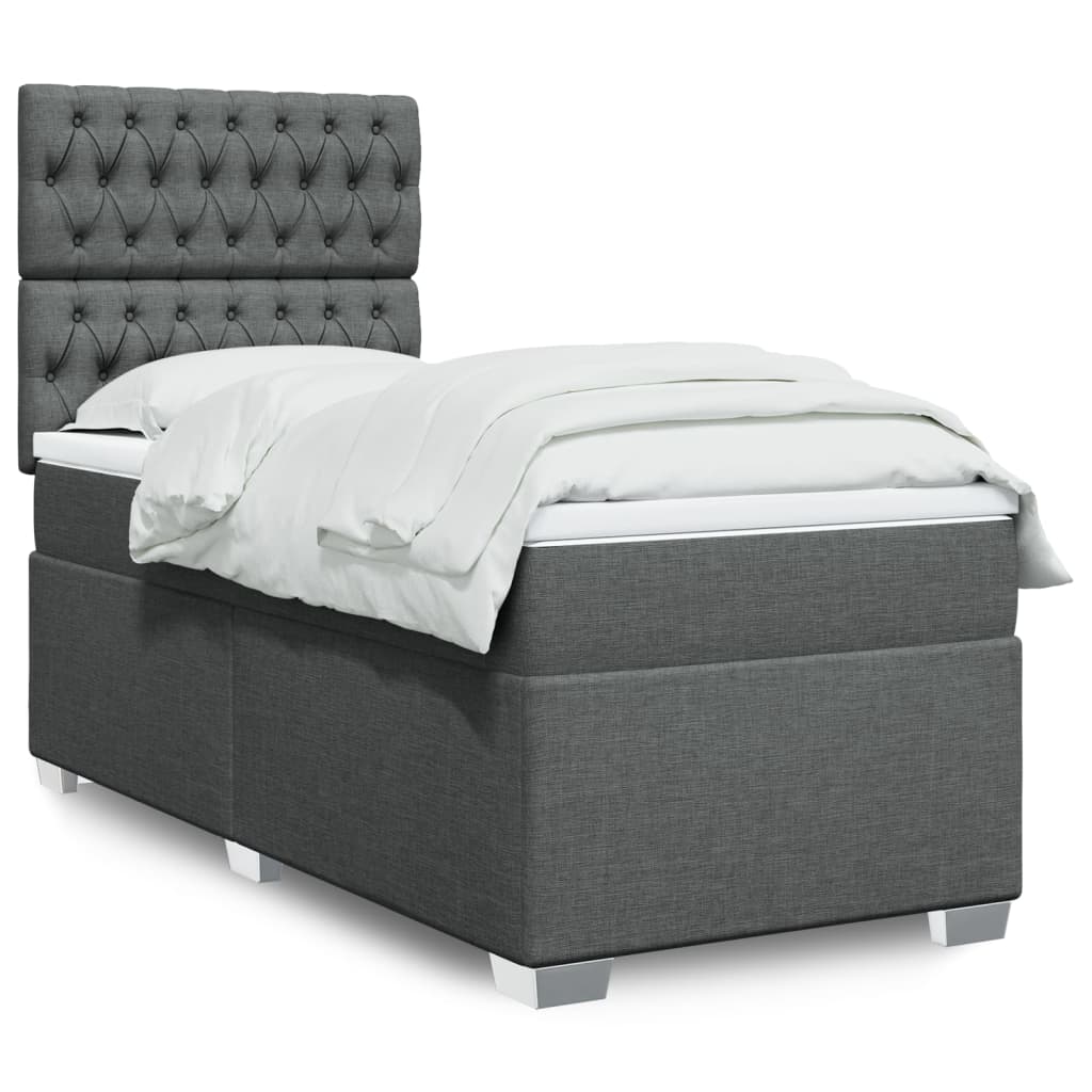 vidaXL Κρεβάτι Boxspring με Στρώμα Σκούρο Γκρι 80x200 εκ. Υφασμάτινο