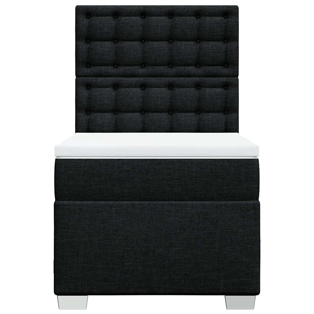 vidaXL Κρεβάτι Boxspring με Στρώμα Μαύρο 80 x 200 εκ. Υφασμάτινο