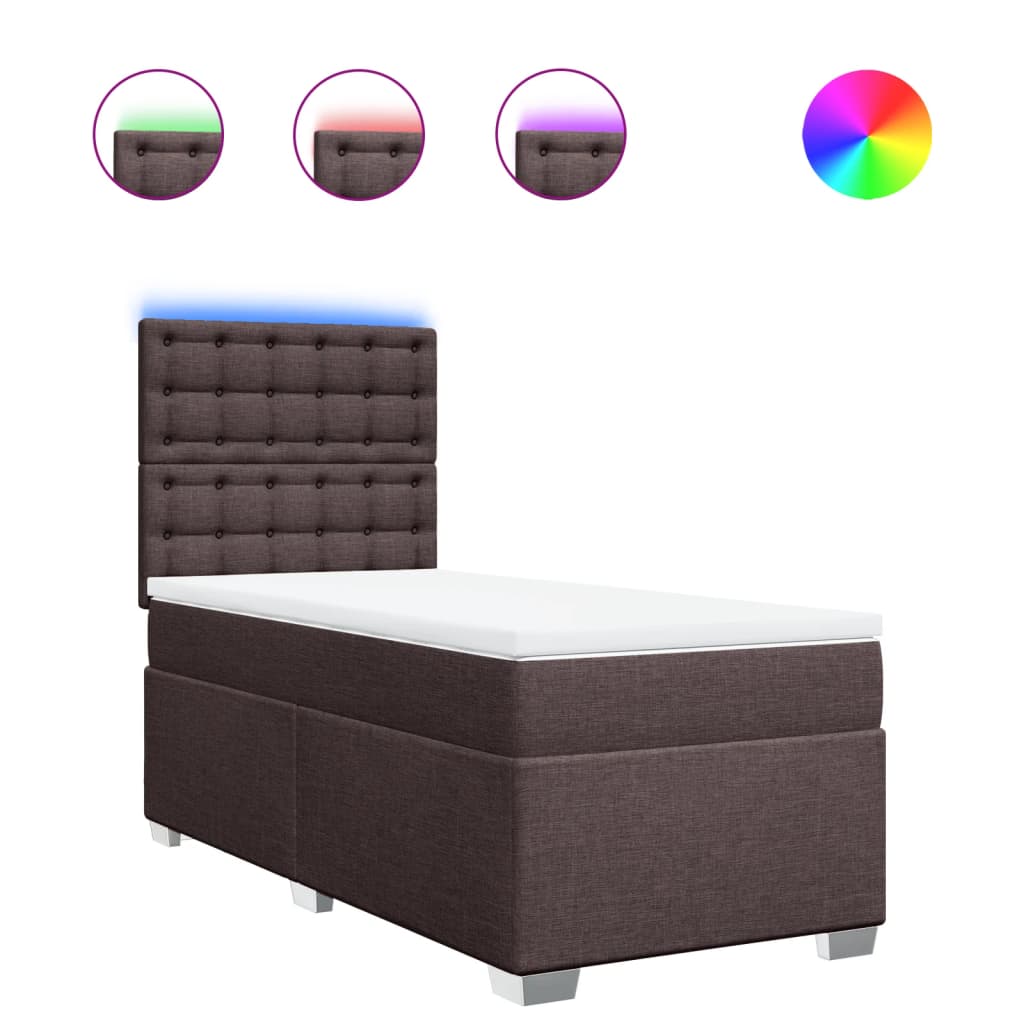 vidaXL Κρεβάτι Boxspring με Στρώμα Σκούρο Καφέ 80x200 εκ. Υφασμάτινο