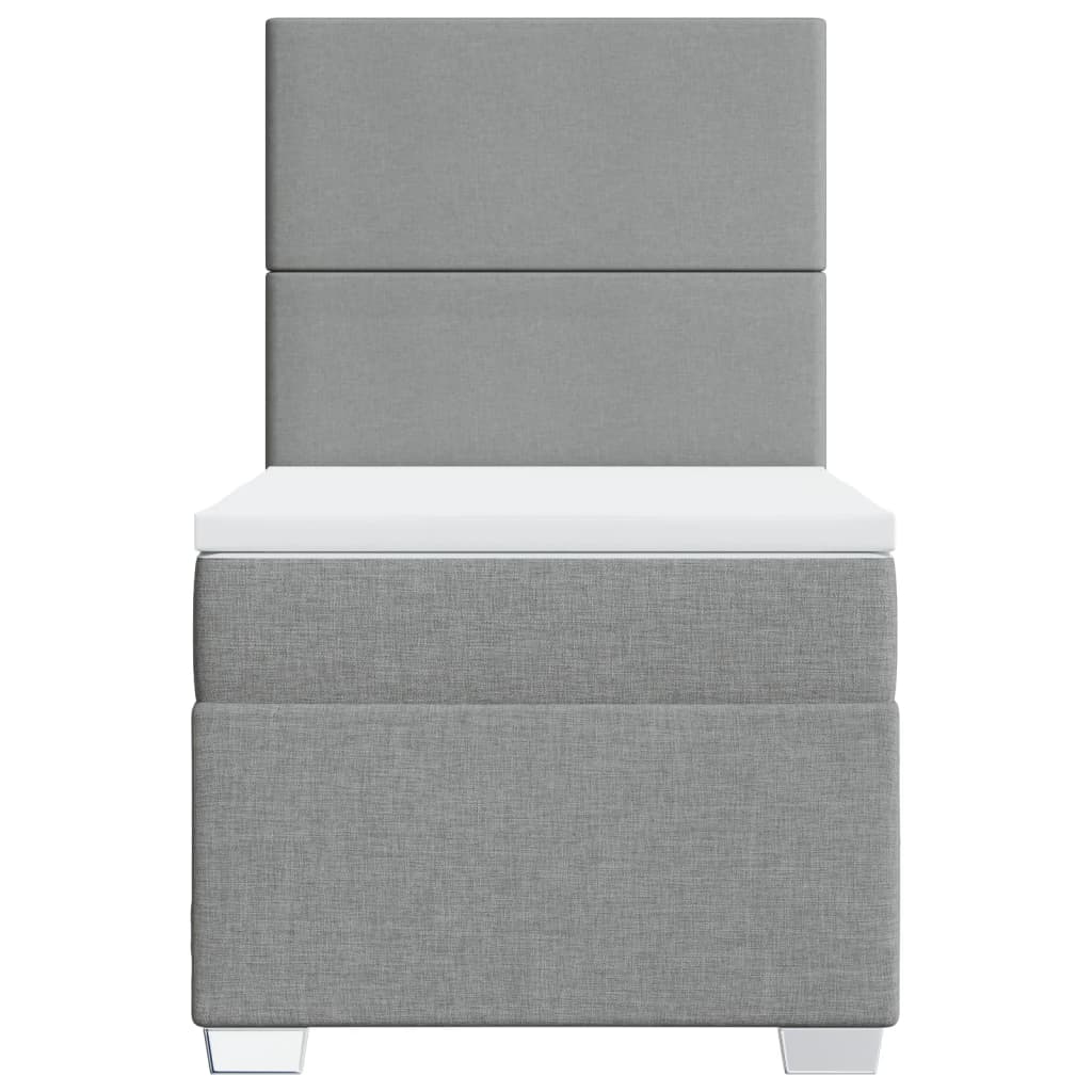 vidaXL Κρεβάτι Boxspring με Στρώμα Ανοιχτό Γκρι 90x190 εκ. Υφασμάτινο