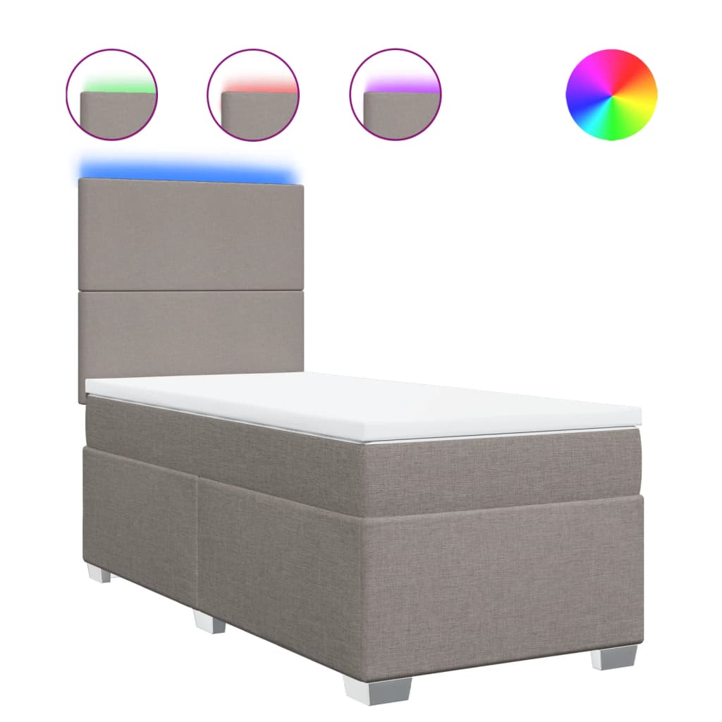 vidaXL Κρεβάτι Boxspring με Στρώμα Taupe 90x190 εκ.Υφασμάτινο