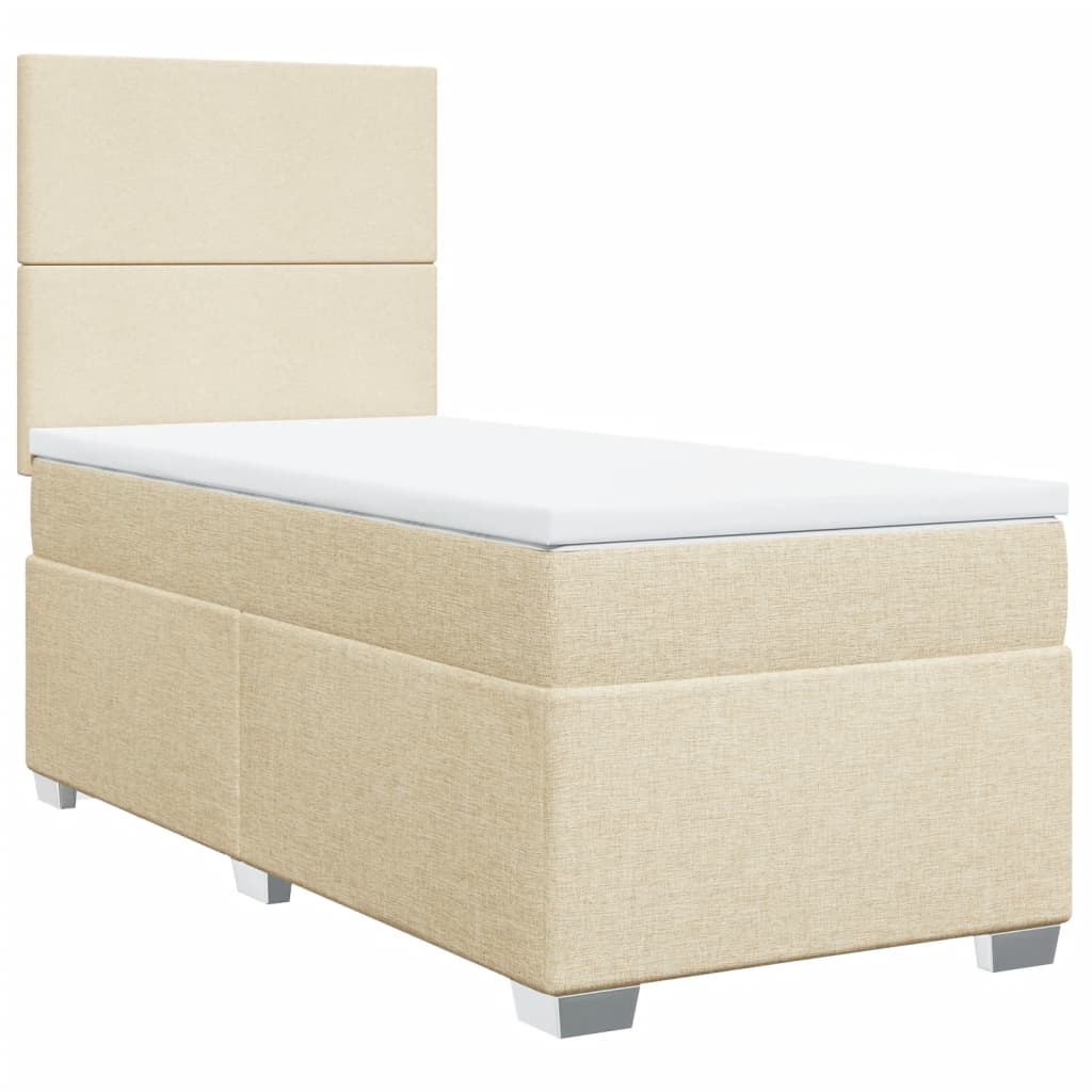 vidaXL Κρεβάτι Boxspring με Στρώμα Κρεμ 90x190 εκ.Υφασμάτινο