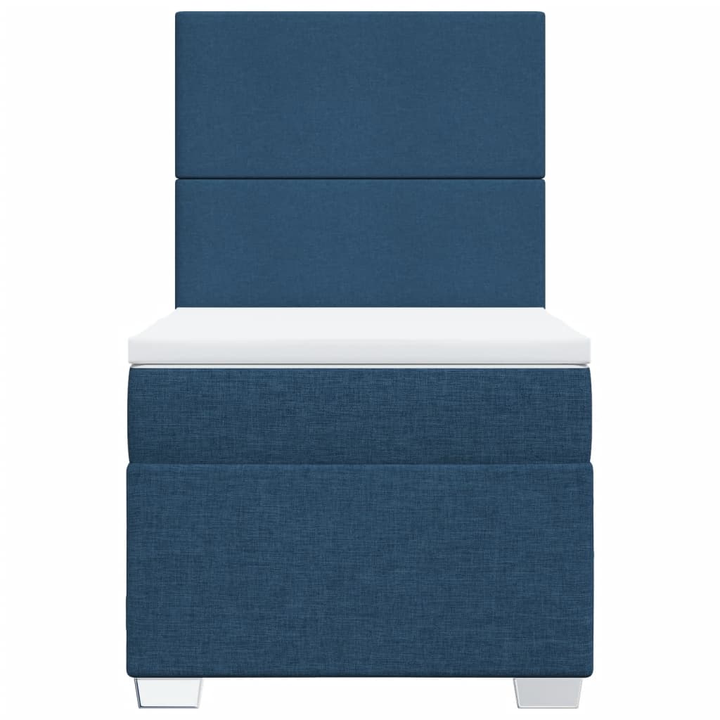 vidaXL Κρεβάτι Boxspring με Στρώμα Μπλε 90x190 εκ.Υφασμάτινο