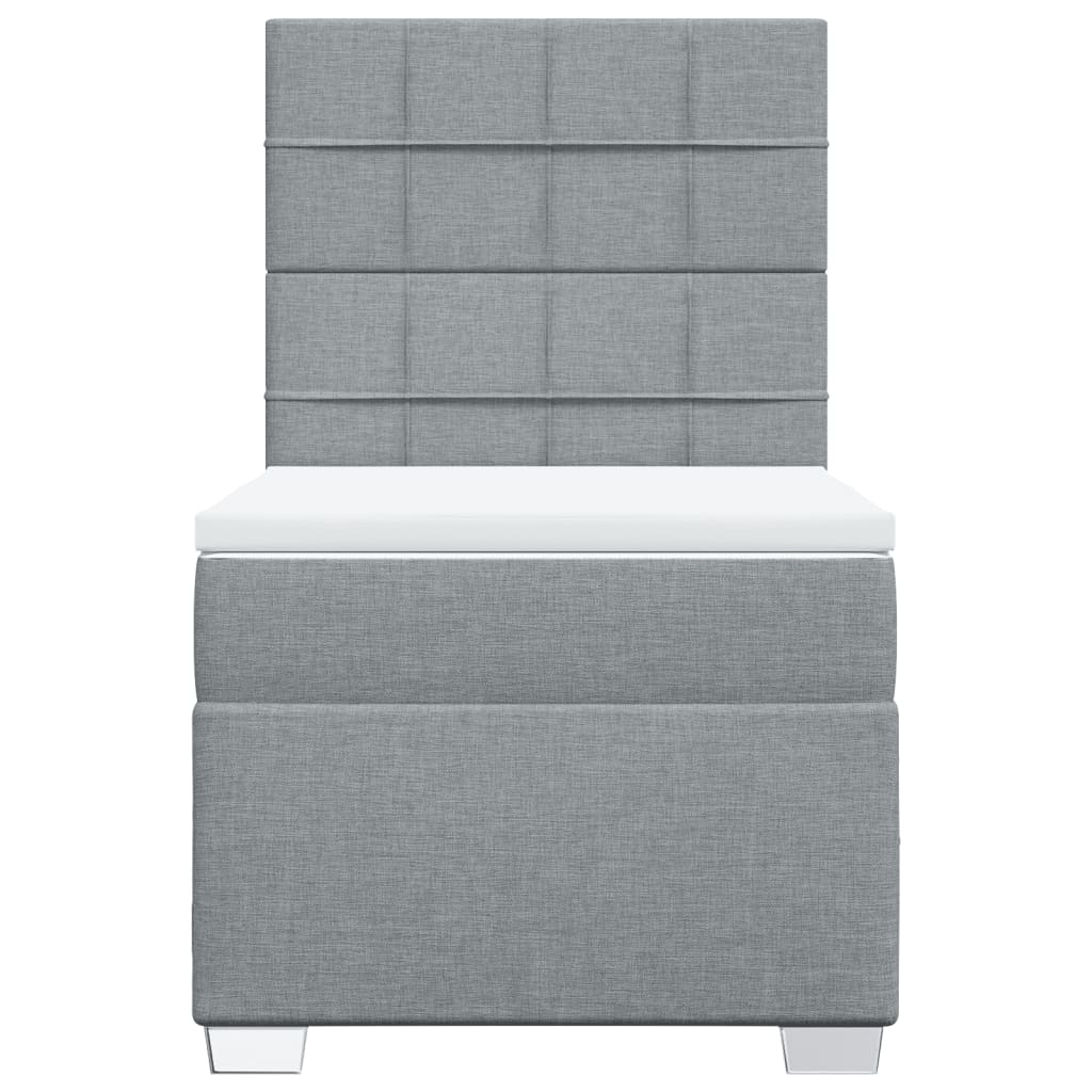 vidaXL Κρεβάτι Boxspring με Στρώμα Ανοιχτό Γκρι 90x190 εκ. Υφασμάτινο