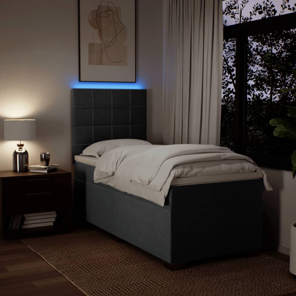 vidaXL Κρεβάτι Boxspring με Στρώμα Σκούρο Γκρι 90x190 εκ. Υφασμάτινο