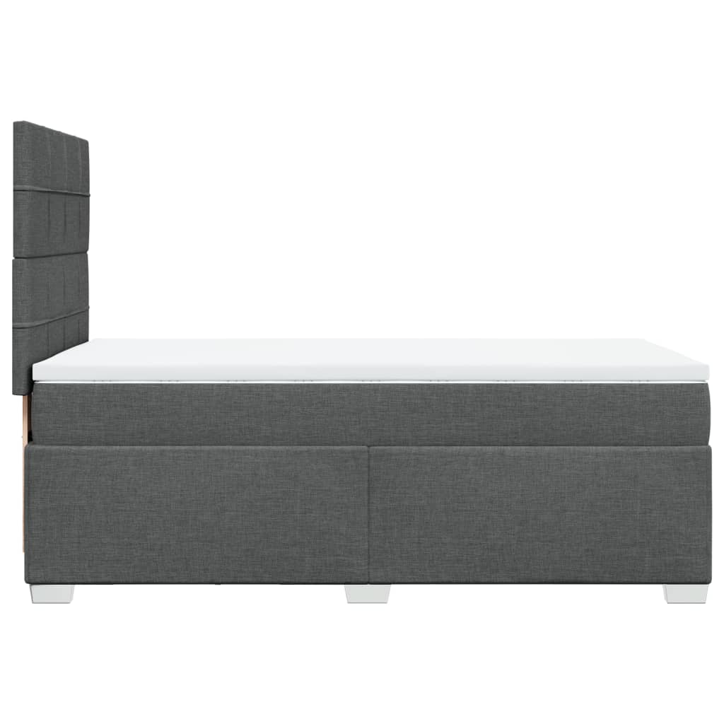 vidaXL Κρεβάτι Boxspring με Στρώμα Σκούρο Γκρι 90x190 εκ. Υφασμάτινο