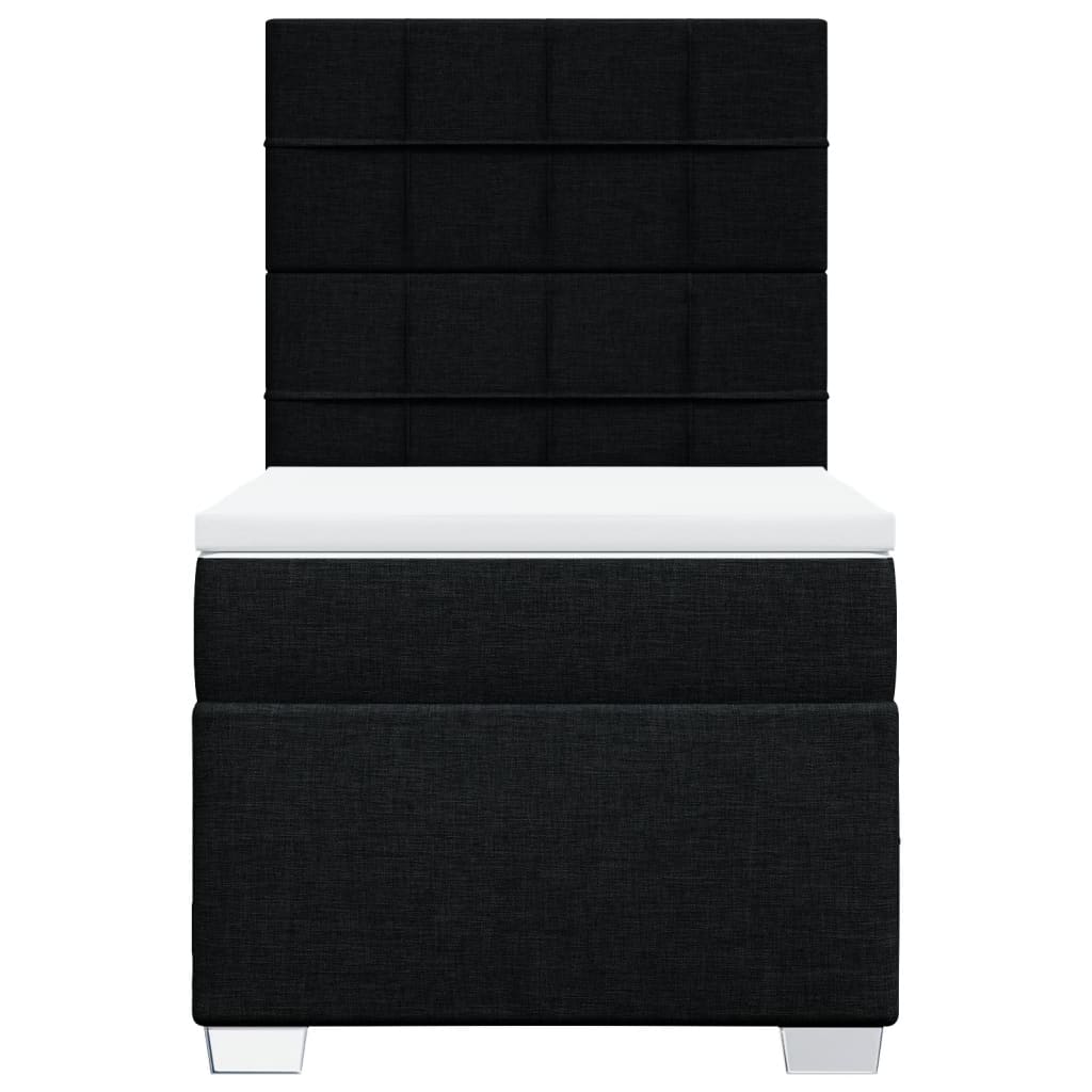 vidaXL Κρεβάτι Boxspring με Στρώμα Μαύρο 90x190 εκ.Υφασμάτινο