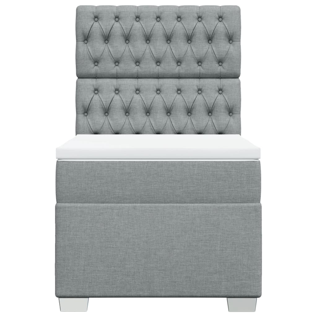 vidaXL Κρεβάτι Boxspring με Στρώμα Ανοιχτό Γκρι 90x190 εκ. Υφασμάτινο