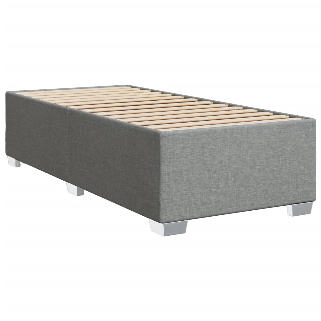 vidaXL Κρεβάτι Boxspring με Στρώμα Ανοιχτό Γκρι 90x190 εκ. Υφασμάτινο