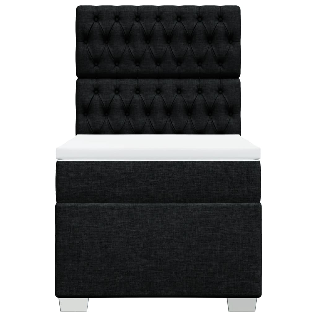 vidaXL Κρεβάτι Boxspring με Στρώμα Μαύρο 90x190 εκ.Υφασμάτινο