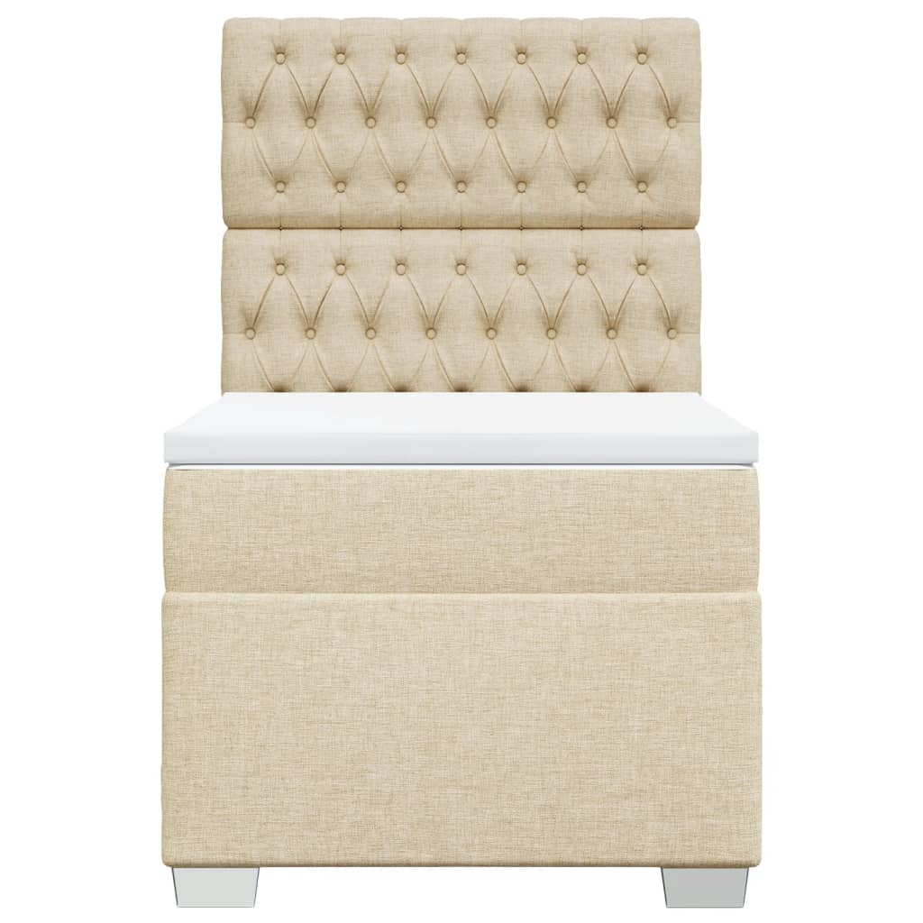 vidaXL Κρεβάτι Boxspring με Στρώμα Κρεμ 90x190 εκ.Υφασμάτινο