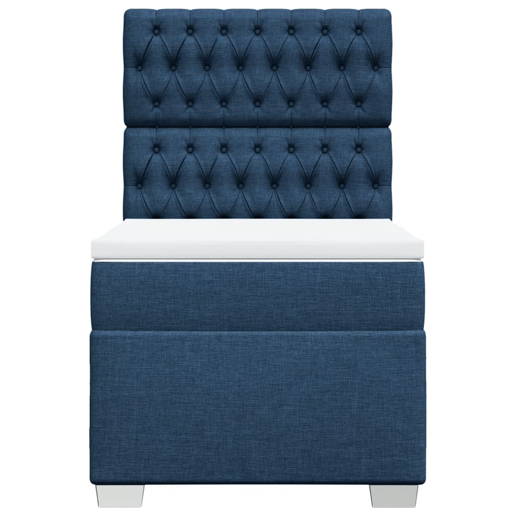 vidaXL Κρεβάτι Boxspring με Στρώμα Μπλε 90x190 εκ.Υφασμάτινο
