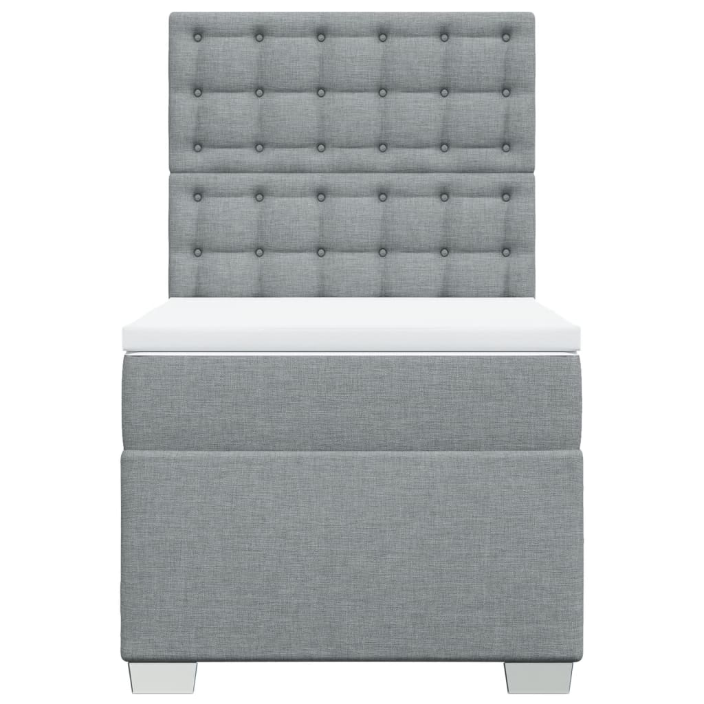 vidaXL Κρεβάτι Boxspring με Στρώμα Ανοιχτό Γκρι 90x190 εκ. Υφασμάτινο