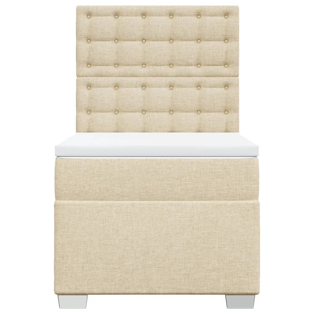 vidaXL Κρεβάτι Boxspring με Στρώμα Κρεμ 90x190 εκ.Υφασμάτινο