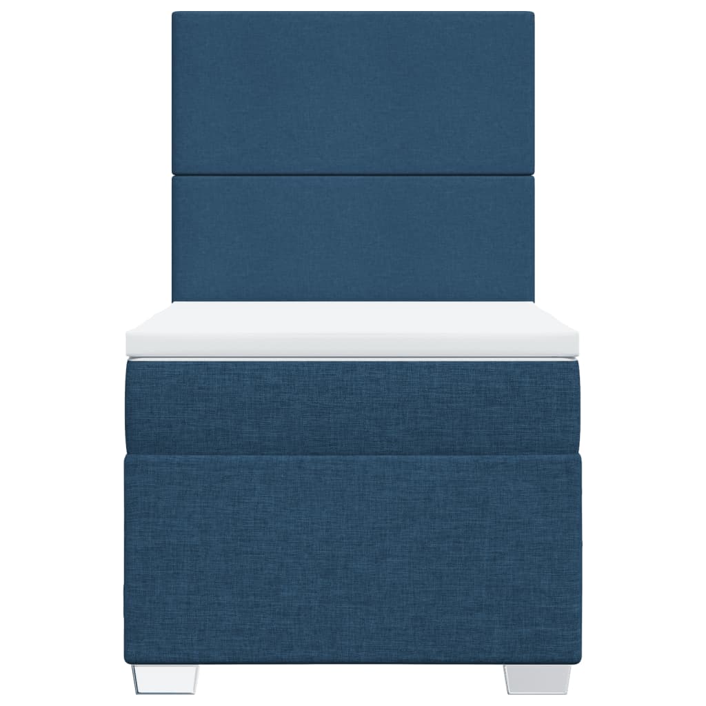 vidaXL Κρεβάτι Boxspring με Στρώμα Μπλε 90x200 εκ.Υφασμάτινο