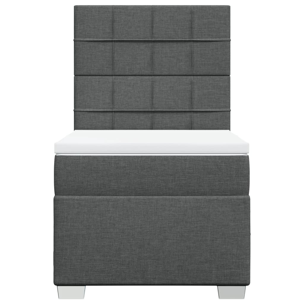 vidaXL Κρεβάτι Boxspring με Στρώμα Σκούρο Γκρι 90x200 εκ. Υφασμάτινο