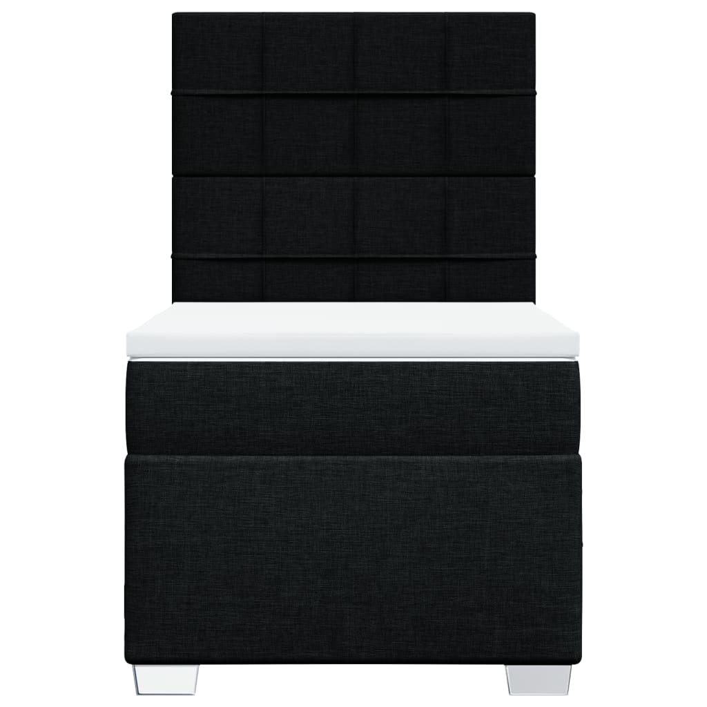 vidaXL Κρεβάτι Boxspring με Στρώμα Μαύρο 90x200 εκ. Υφασμάτινο