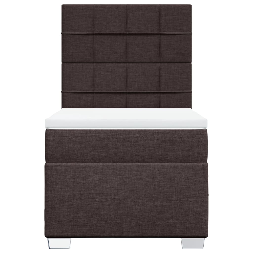 vidaXL Κρεβάτι Boxspring με Στρώμα Σκούρο Καφέ 90x200 εκ. Υφασμάτινο
