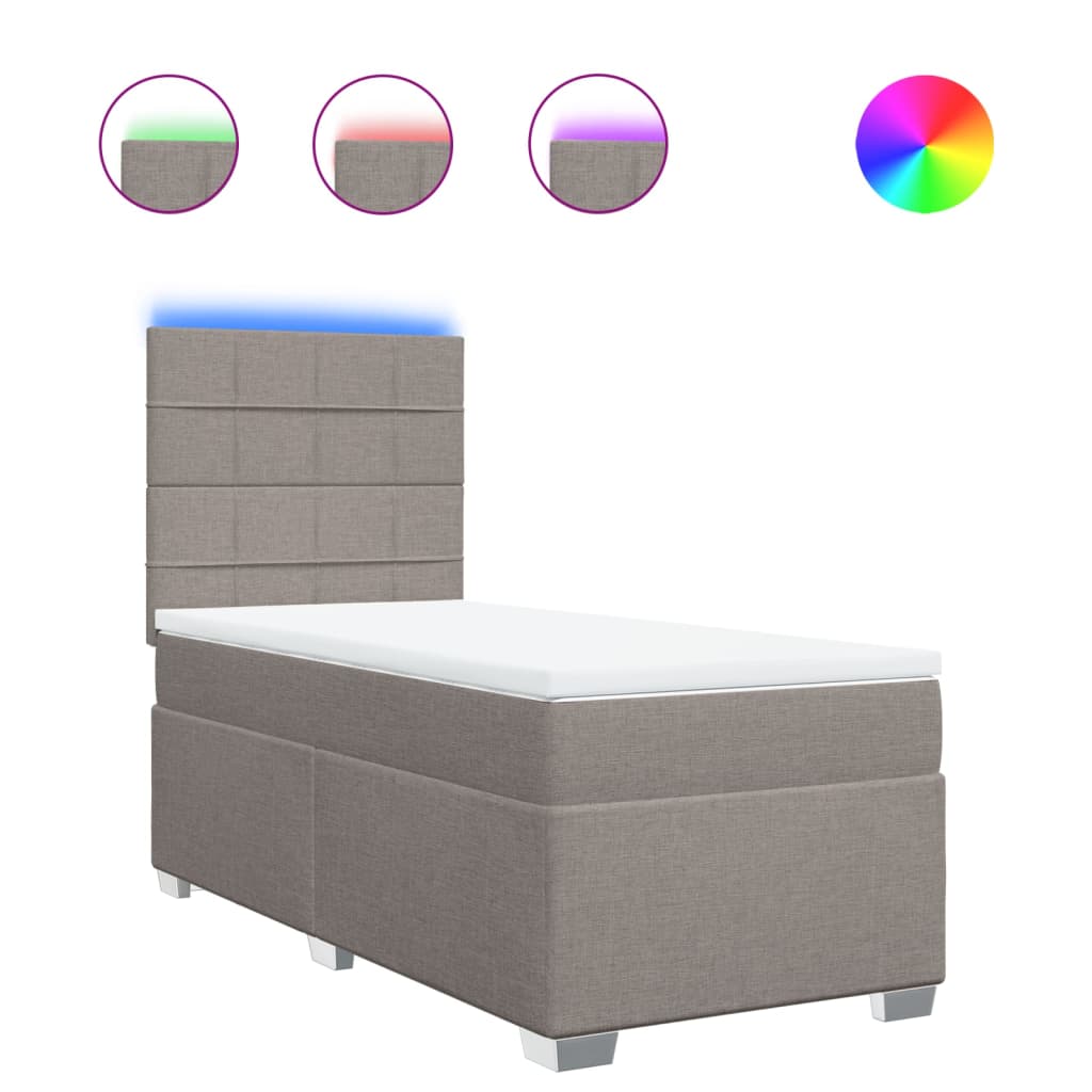 vidaXL Κρεβάτι Boxspring με Στρώμα Taupe 90x200 εκ. Υφασμάτινο