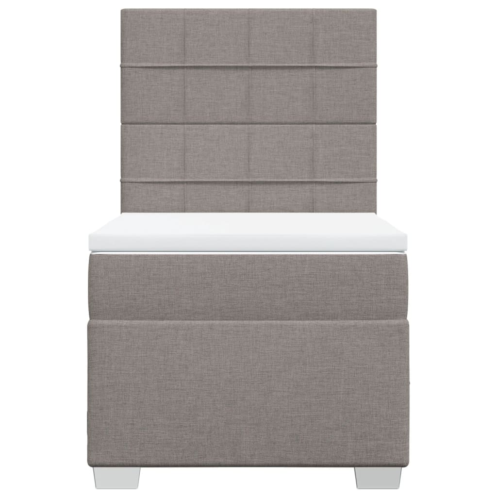 vidaXL Κρεβάτι Boxspring με Στρώμα Taupe 90x200 εκ. Υφασμάτινο