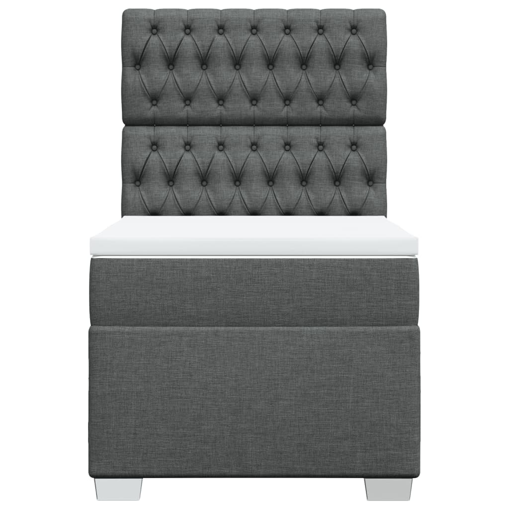 vidaXL Κρεβάτι Boxspring με Στρώμα Σκούρο Γκρι 90x200 εκ. Υφασμάτινο