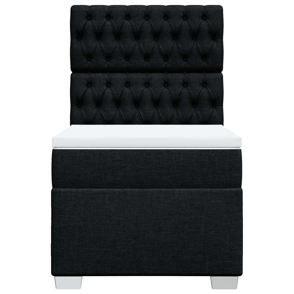 vidaXL Κρεβάτι Boxspring με Στρώμα Μαύρο 90x200 εκ. Υφασμάτινο
