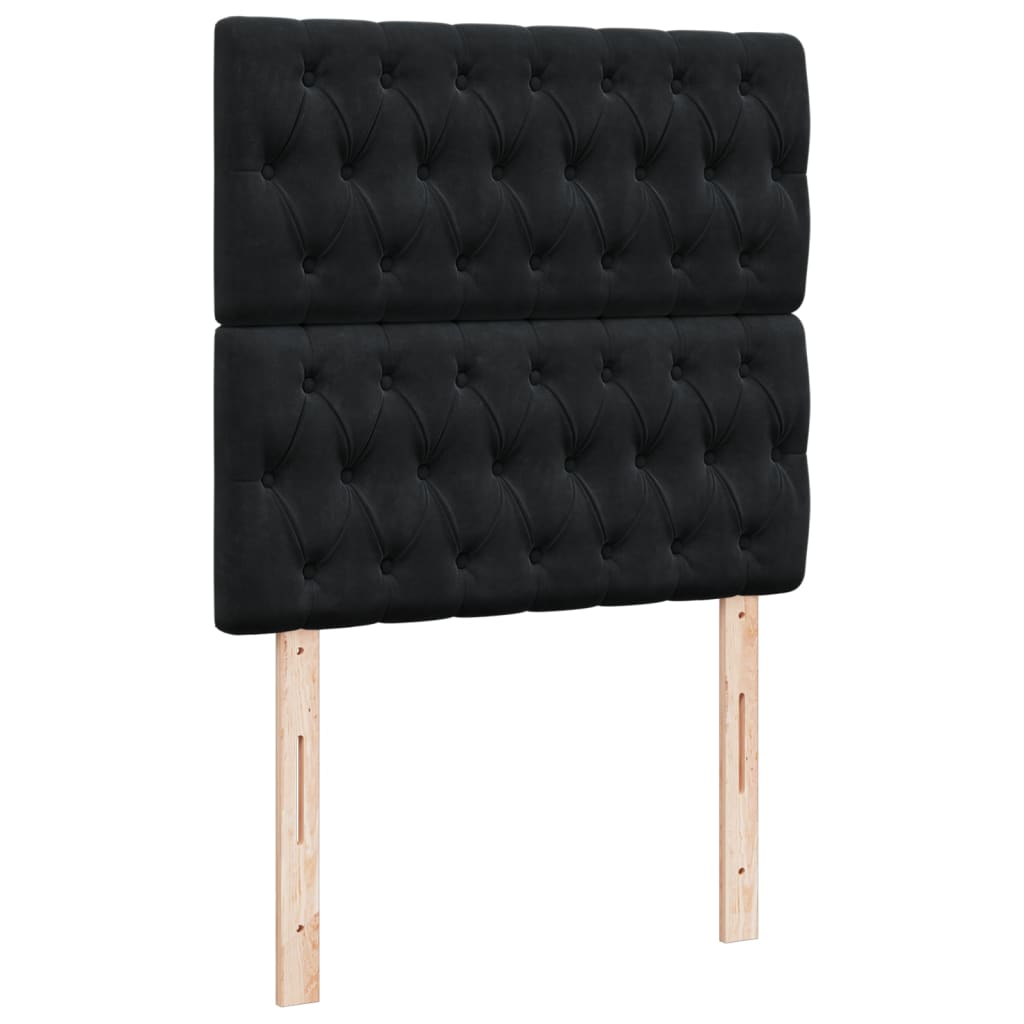 vidaXL Κρεβάτι Boxspring με Στρώμα Μαύρο 90x200 εκ. Υφασμάτινο