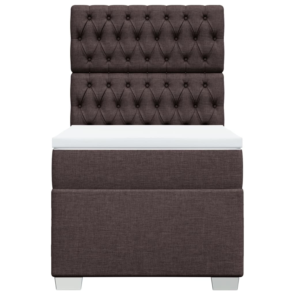 vidaXL Κρεβάτι Boxspring με Στρώμα Σκούρο Καφέ 90x200 εκ. Υφασμάτινο