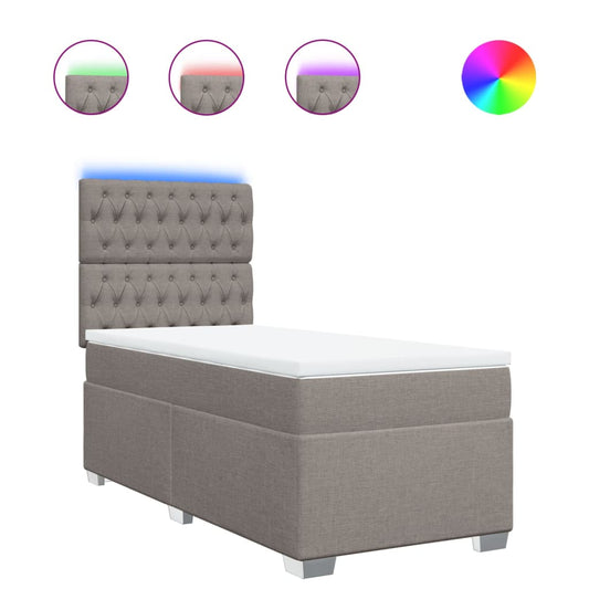 vidaXL Κρεβάτι Boxspring με Στρώμα Taupe 90x200 εκ. Υφασμάτινο