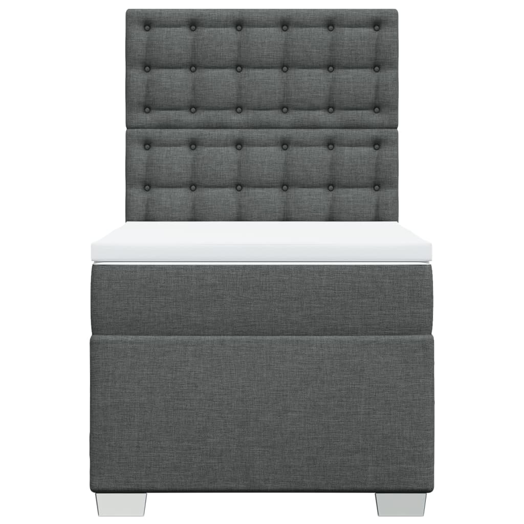vidaXL Κρεβάτι Boxspring με Στρώμα Σκούρο Γκρι 90x200 εκ. Υφασμάτινο