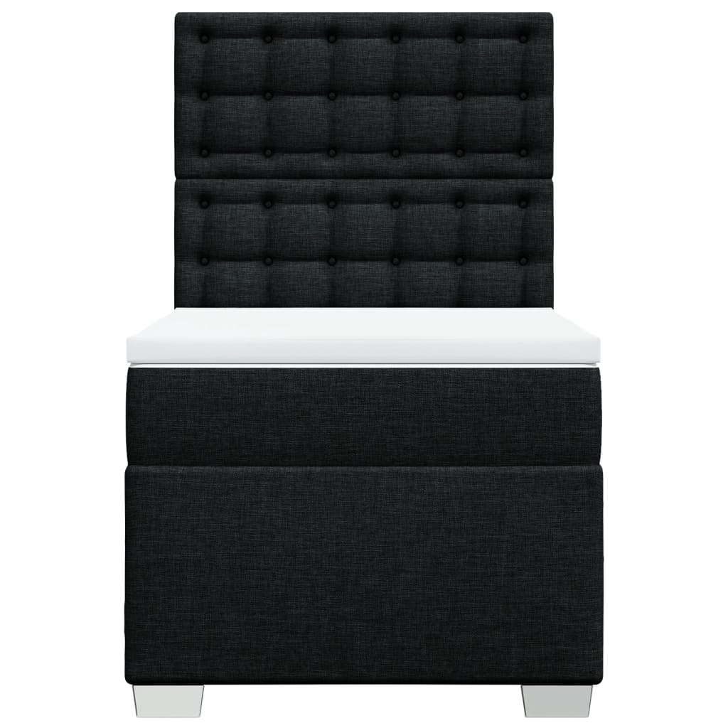 vidaXL Κρεβάτι Boxspring με Στρώμα Μαύρο 90x200 εκ. Υφασμάτινο