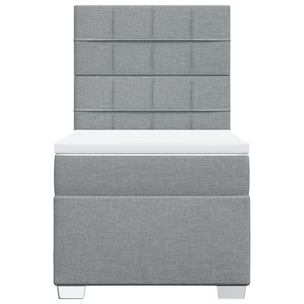 vidaXL Κρεβάτι Boxspring με Στρώμα Ανοιχτό Γκρι 100x200 εκ. Υφασμάτινο