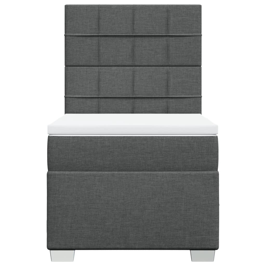 vidaXL Κρεβάτι Boxspring με Στρώμα Σκούρο Γκρι 100x200 εκ. Υφασμάτινο