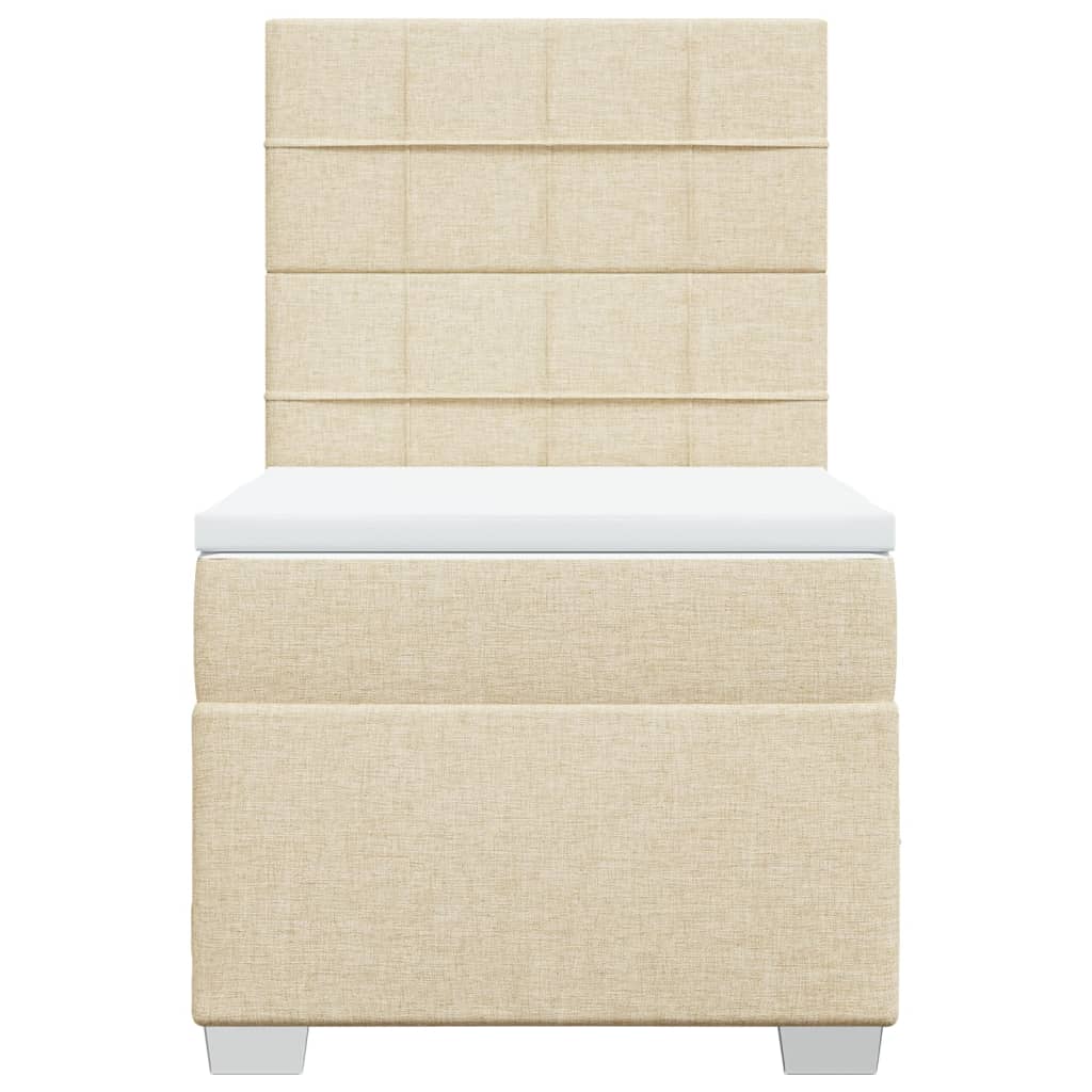 vidaXL Κρεβάτι Boxspring με Στρώμα Κρεμ 100 x 200 εκ. Υφασμάτινο