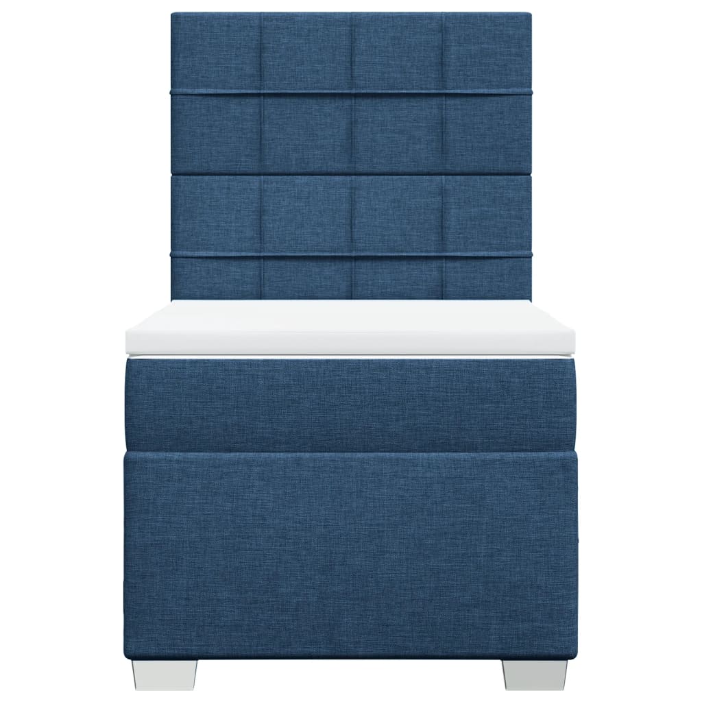 vidaXL Κρεβάτι Boxspring με Στρώμα Μπλε 100 x 200 εκ. Υφασμάτινο