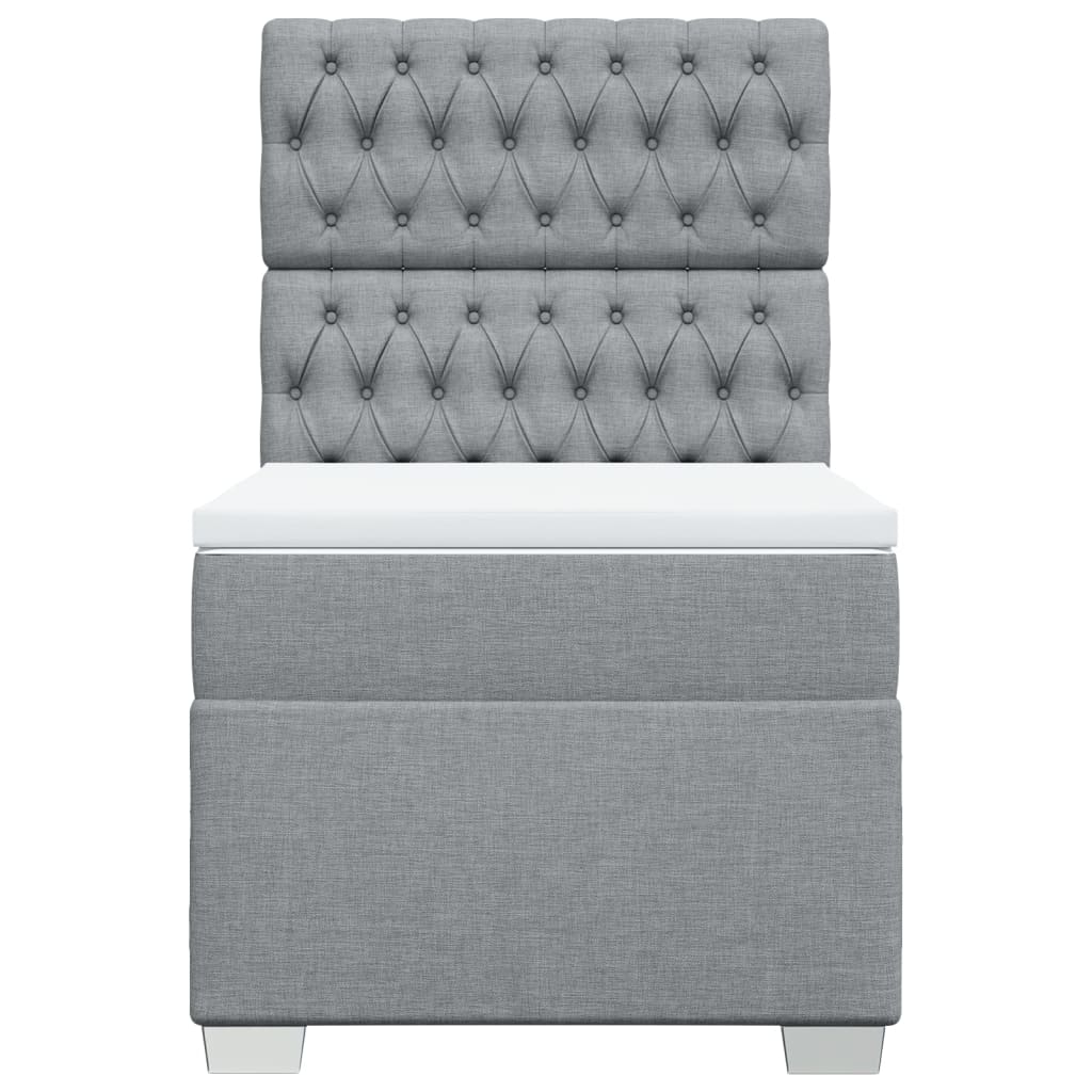 vidaXL Κρεβάτι Boxspring με Στρώμα Ανοιχτό Γκρι 100x200 εκ. Υφασμάτινο